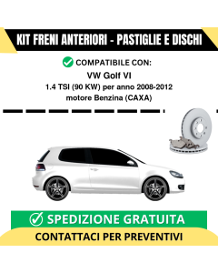 KIT FRENI ANTERIORI (Pastiglie e Dischi) per VW Golf VI 1.4 TSI 90 kw anno 2008-2012