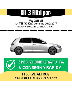 Kit 3 Filtri Tagliando per VW Golf VII 1.4 TSI 90 kw Benzina 2012-2017