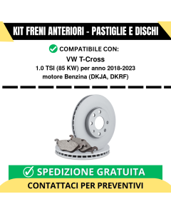 KIT FRENI ANTERIORI (Pastiglie e Dischi) per VW T-Cross 1.0 TSI 85 kw anno 2018-2023